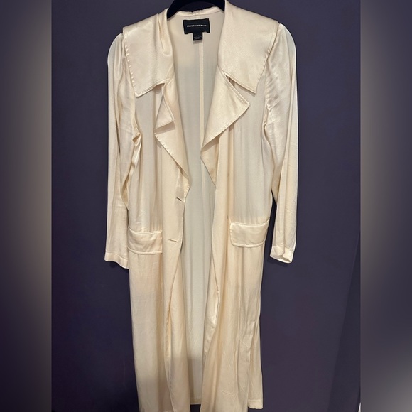 Oversized Something Navy Elegant Cream Long Duster Jacket - Picture 1 of 3